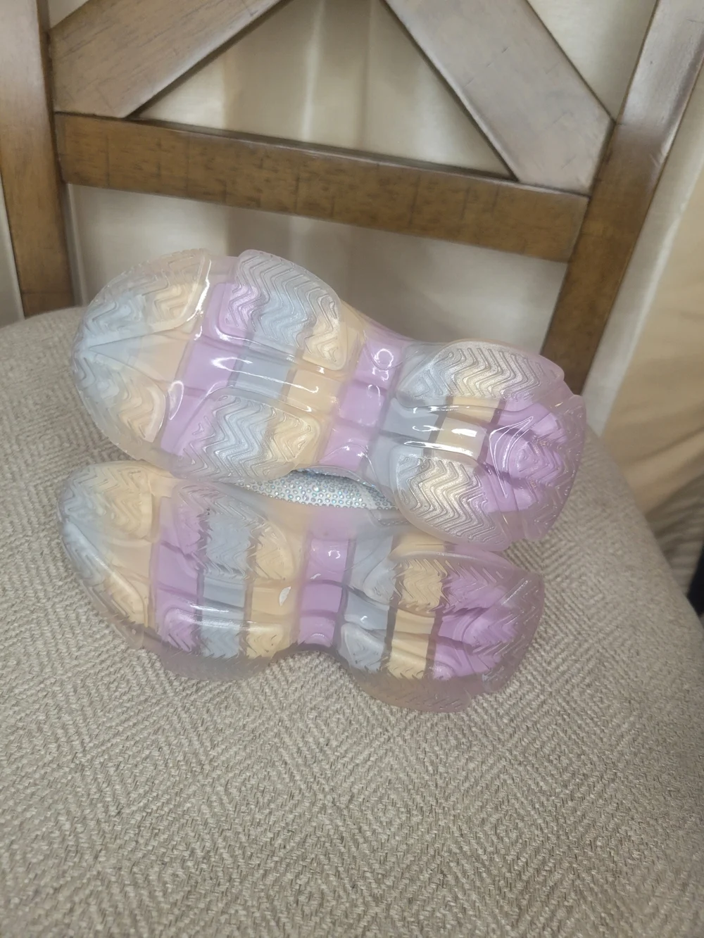 Steve Madden Iridescent Pastel Knit Sneakers with Clear Chunky Sole